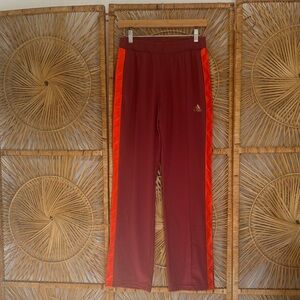 Adidas Maroon Track Pants with Orange Stripes